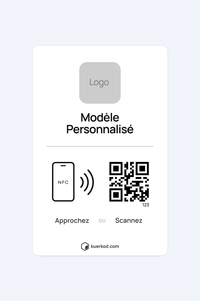 Carte NFC/QR Kuerkod «&nbsp;Personnalisée&nbsp;» vue de face