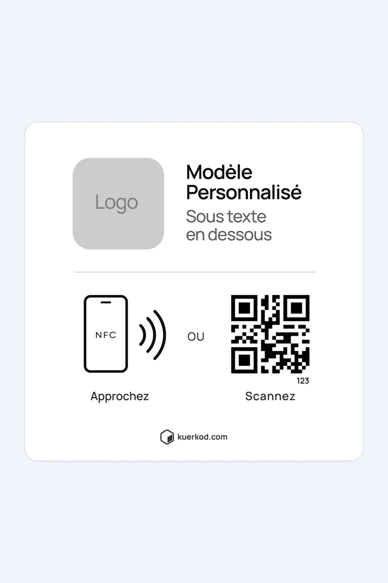 Plaque NFC/QR Kuerkod «&nbsp;Personnalisée&nbsp;» vue de face